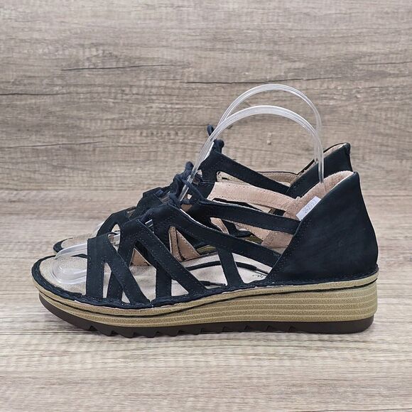 NAOT Yarrow Women's Size EU 37 US 6 Black Lace up Gladiator Wedge Sandals - Picture 4 of 10